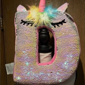 Justice Flip Sequin Unicorn Initial Pillow.